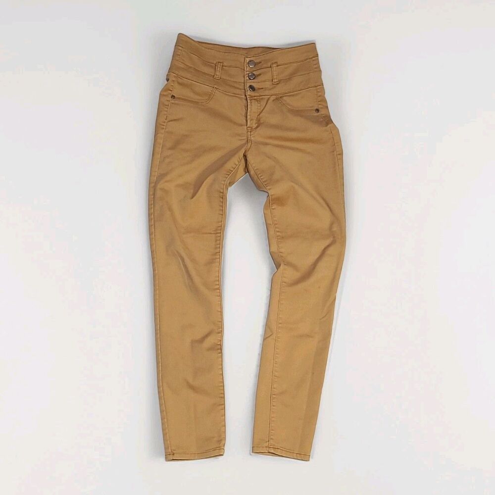 Refuge Women’s Tan High Rise Super Skinny Jeans 3-Button Fly Stretch Size 6